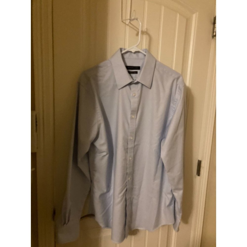 Tommy Hilfiger Long Sleeve Cotton Blend Button Down Shirt 16 1/2 34/35 Blue